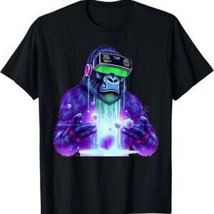 Gorilla VR Gamer Playing Tag Boys Funny Adult Gorilla VR T-Shirt 159